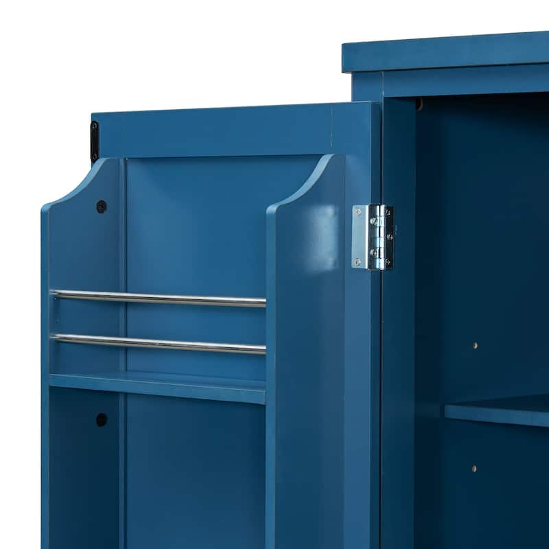 75" Farmhouse Kitchen Pantry Cabinet with Door Shelves, Large Freestanding Cupboard with Pull-Out Trays