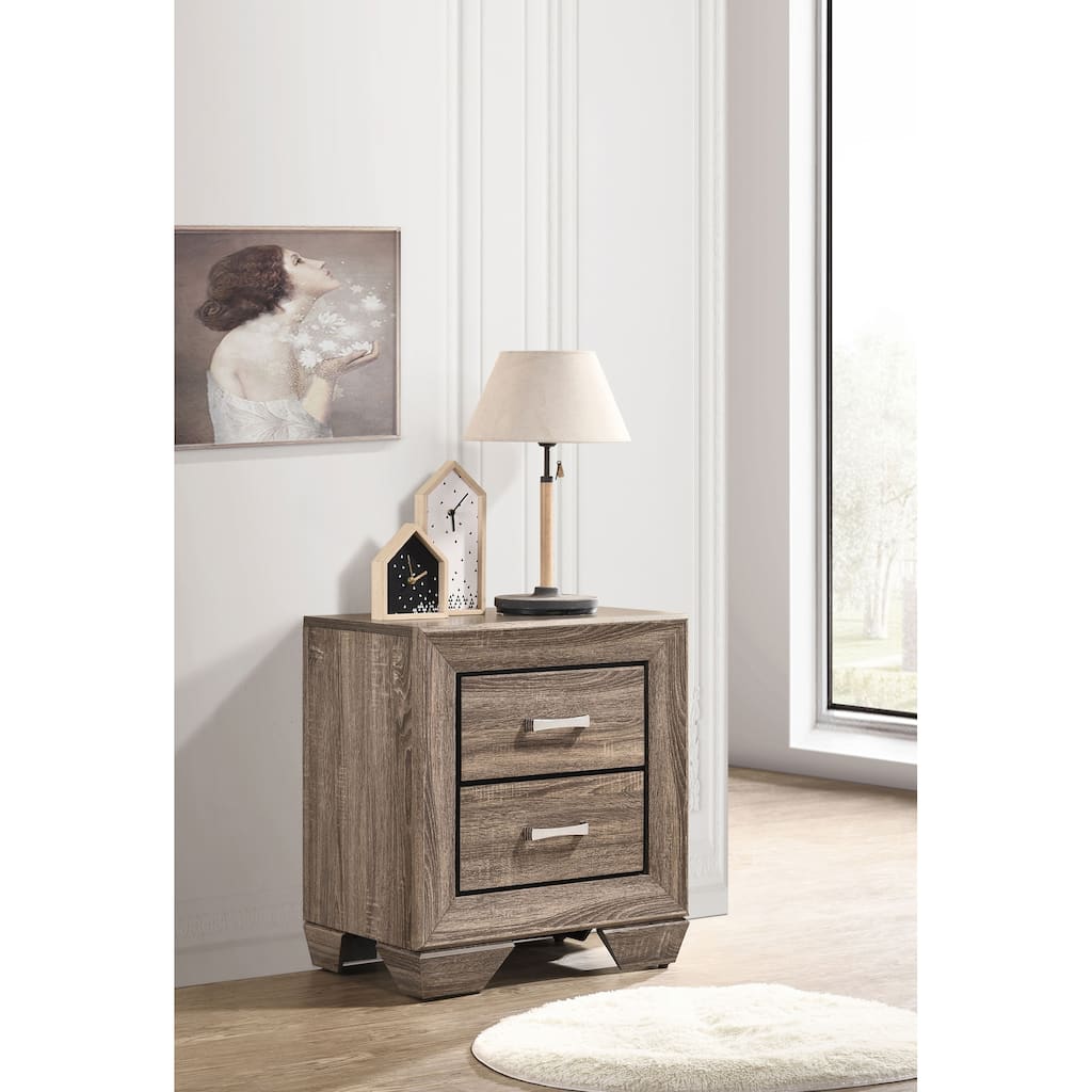 Washed Taupe 2-Drawer Rectangular Nightstand