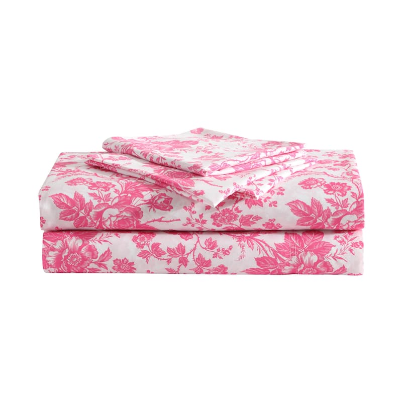 Betsey Johnson Printed Novelty Sheet Sets - Betseys Toile Pink - Twin XL