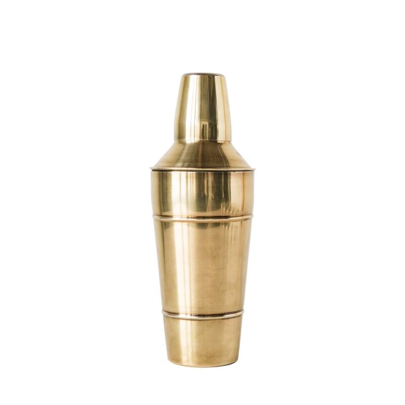 Round Stainless Steel Cocktail Shaker - 3.5"L x 3.5"W x 10.0"H - 3.5"L x 3.5"W x 10.0"H - Gold - 1 Piece