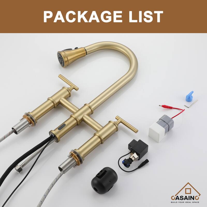 Double Handle Pull-Out Sprayer Bridge Kitchen Faucet