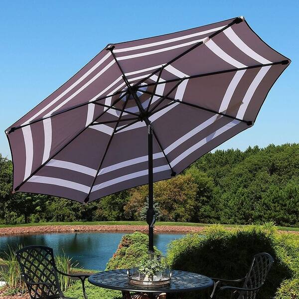 Shop Black Friday Deals On Patio Umbrella 9 Ft Aluminum Outdoor Table Market Umbrellas With Push Button Tilt And Crank Safety Bolt 8 Ribs Overstock 24088110