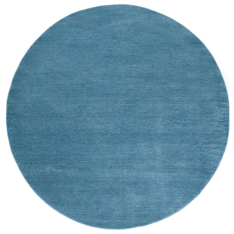 SAFAVIEH Handmade Himalaya Colorweave Plaid Modern Wool Rug - 4' Round - Blue