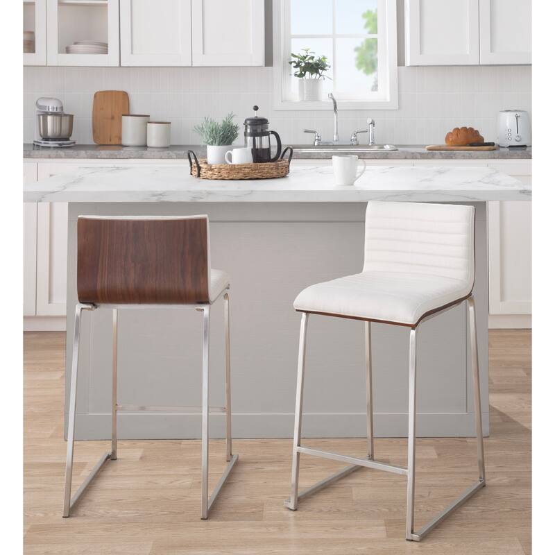 Silver Orchid Magda 26" Fixed-Height Upholstered Counter Stool (Set of 2)