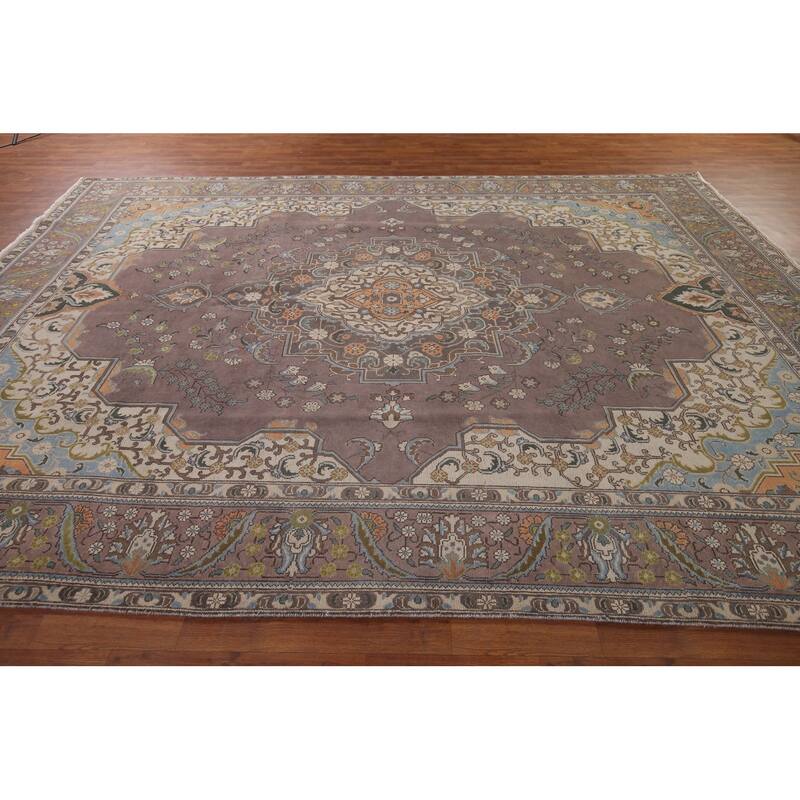 Tabriz Persian Vintage Area Rug Living Room Handmade Wool Carpet - 9'3" x 12'9"