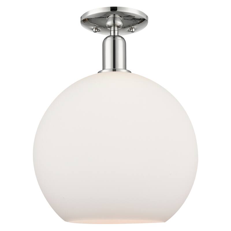 Innovations Lighting Endless Possibilities Arcadia - Athens - 1 Light 12" Semi-Flush Mount - Polished Nickel/Matte White