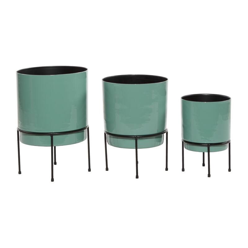 Metal Planter with Removable Black Stand (Set of 3) - S/3 10" 13" 14"H