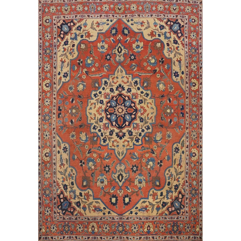 Hand Knotted Oriental 100% Wool Carpet Traditional Floral Oranges & Rust Bakhtiari Area Rug - 11' 6'' X 9' 2''