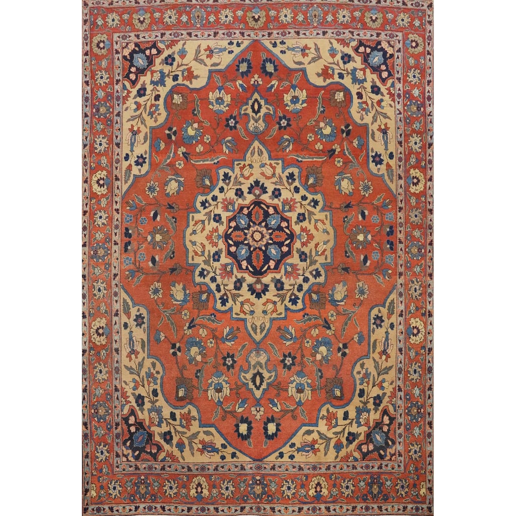 Hand Knotted Oriental 100% Wool Carpet Traditional Floral Oranges & Rust Bakhtiari Area Rug - 11' 6'' X 9' 2''