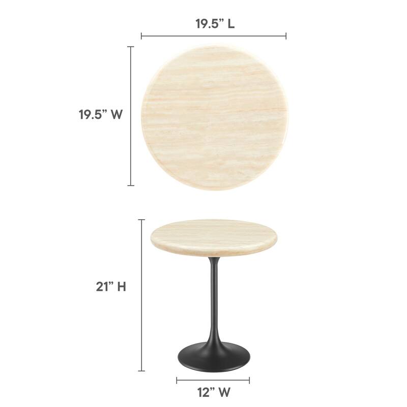 Lippa 20" Round Artificial Travertine Side Table