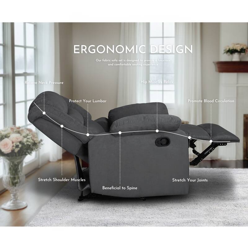 Modern 3-Piece Manual Reclining Living Room Sofa Set with Dropdown Table and Console