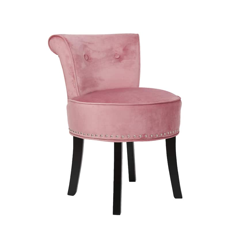 27.5" Tall Solid Wood Vanity Stool Chair - 27.5 H X 19 W X 11.8 D