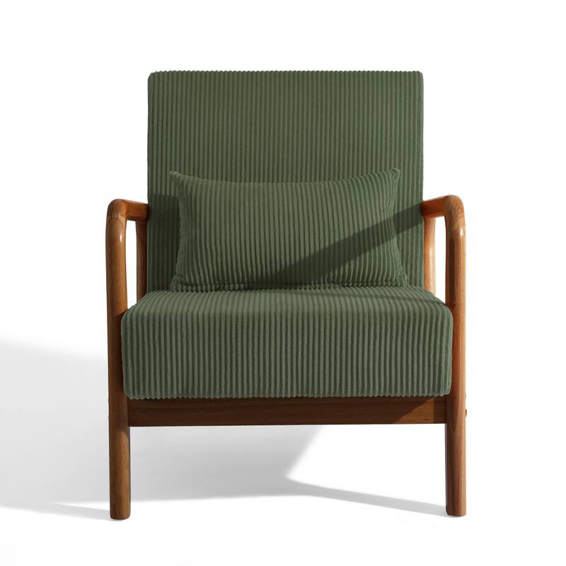Uixe Mid Century Solid Wood Upholstered Corduroy Accent Chair