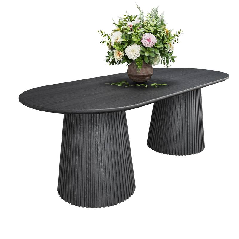 86" Double Pedestal Oval Dining Table