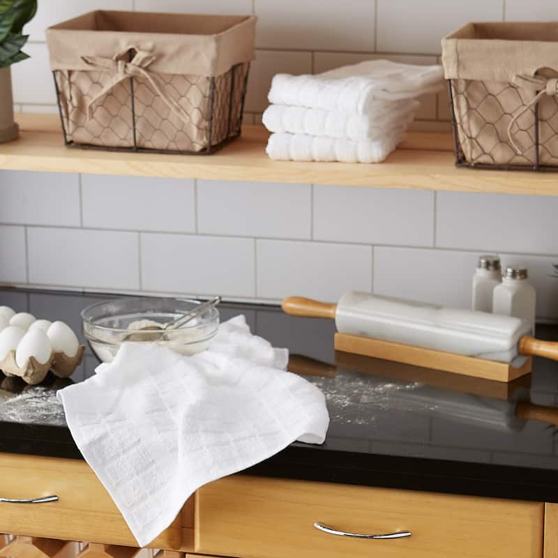 DII Solid Honey Gold Windowpane Terry Dishtowel 4 Piece