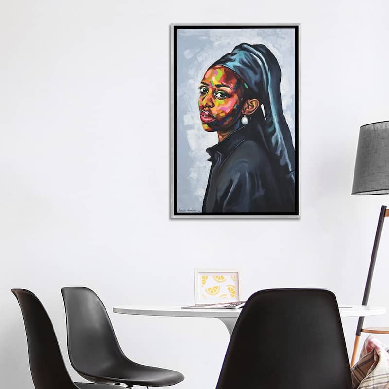iCanvas "The Girl With A Pearl Earing" by Damola Ayegbayo Framed