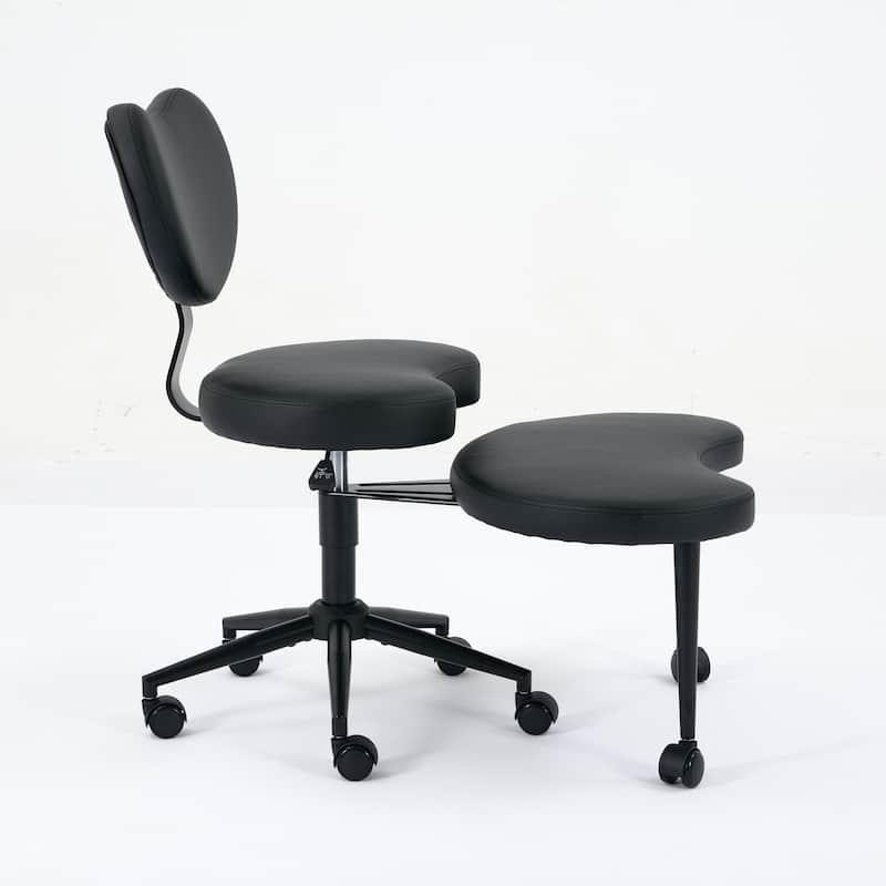 Roomfitters Meditation Chair Plus, Cross-Legged Desk Chair with Wheels and Adjustable Stool, Criss Cross Office Chair