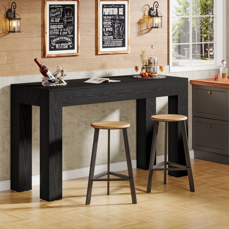 63" Rectangular Dining Table, Wooden Kitchen Table for Family Meals, Apartment & Small Spaces