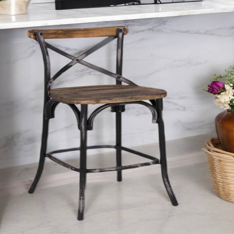 Metal Frame Small Bar Chair with Bucket Seat and Footrest