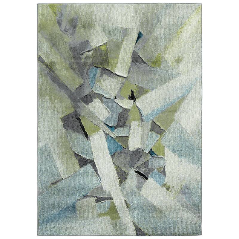 SAFAVIEH Porcello Odyle Mid-Century Modern Abstract Rug - 6'7" Square - Green/Grey