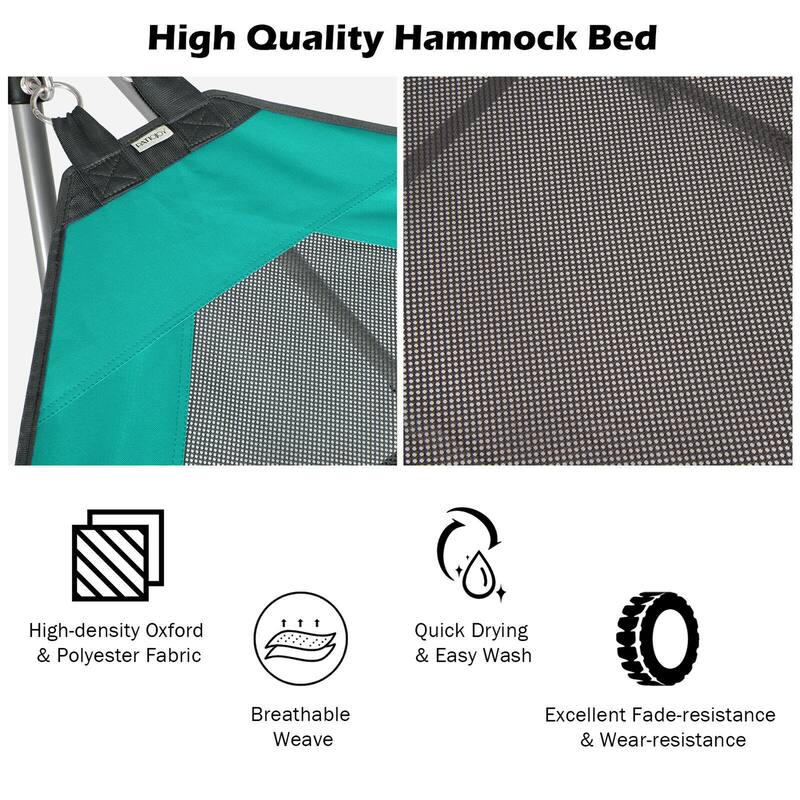 Gymax Folding Hammock Indoor & Outdoor Hammock with Side Pocket & Iron