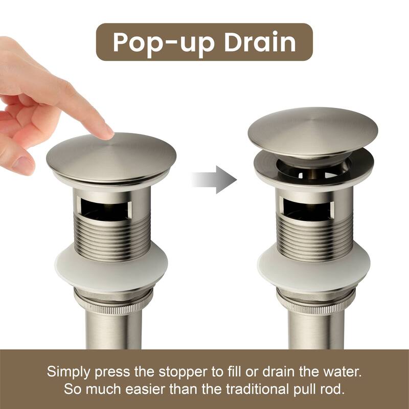 Bathroom Sink Pop Up Drain With Overflow Vessel Sink Lavatory Vanity Basin Drain Stopper Assembly