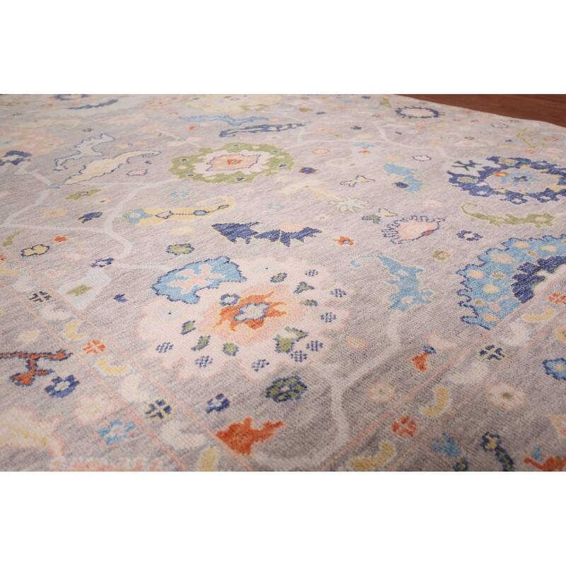 All-Over Floral Oushak Oriental Area Rug Hand-Knotted Wool Carpet - 7'11"x 9'10"