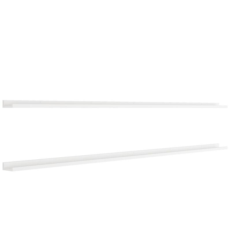 Wallniture Denver Picture Ledges, Photo Display Shelves for Wall, 84" , White, Set of 2