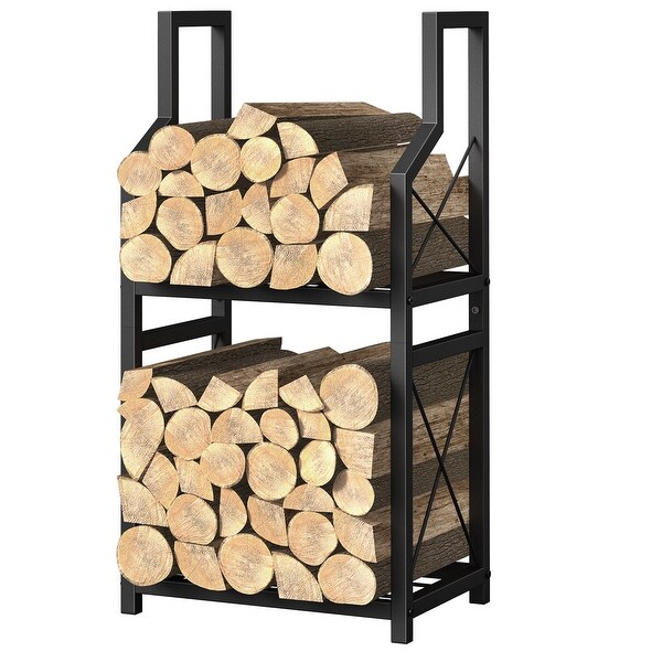 Firewood Rack for Indoor, 2-Tier Firewood Holder - On Sale - Bed