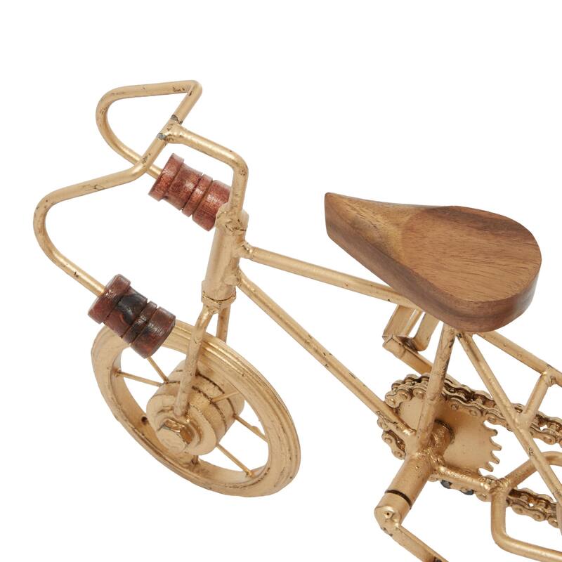 Metal Bike Sculpture with Wood Accents - Set of 2 Gold - Roche River Decor