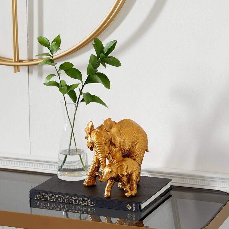 Gold Polystone Elephant Decorative Sculpture