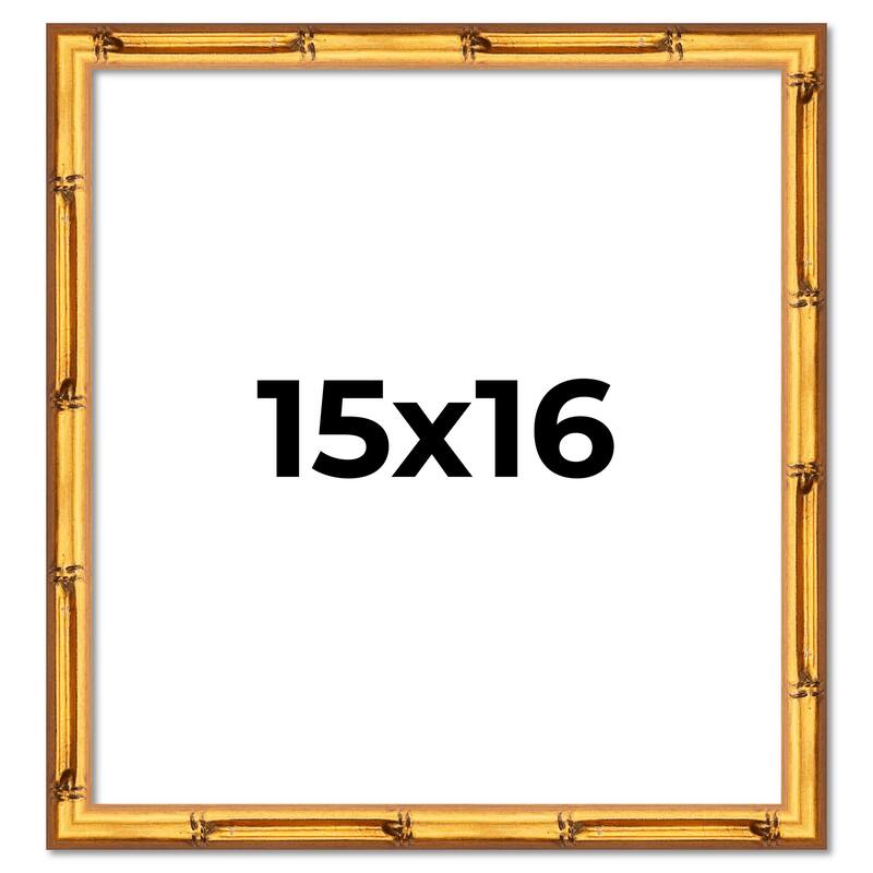 15x16 Frame Gold Bamboo Picture Frame Modern Photo Frame Includes UV Acrylic Shatter Guard Front Acid Free Foam Backing Board