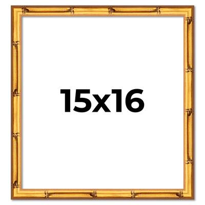 15x16 Frame Gold Bamboo Picture Frame Modern Photo Frame Includes UV Acrylic Shatter Guard Front Acid Free Foam Backing Board