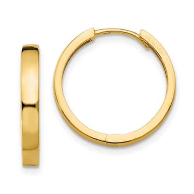 Curata 10k Yellow or White Gold 15x3mm Squared Hinged Hoop Earrings