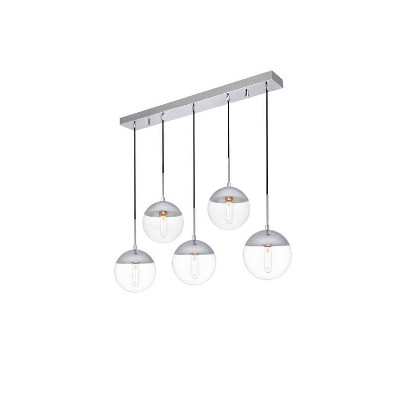 5-Light Pendant with Clear Glass (Brass, Chrome, Black)