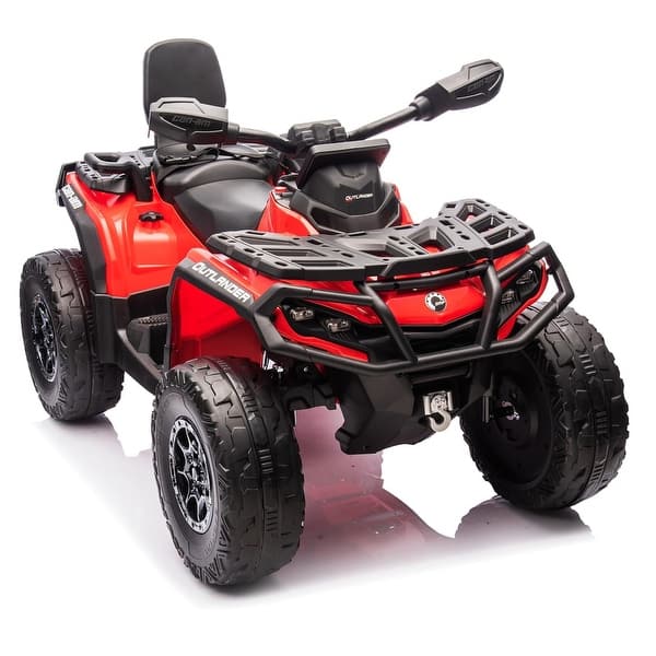 slide 2 of 35, 2 Seater Ride On ATV for Kids, 24V Four Wheeler Electric ATV Battery Powered with Leather Seat Red