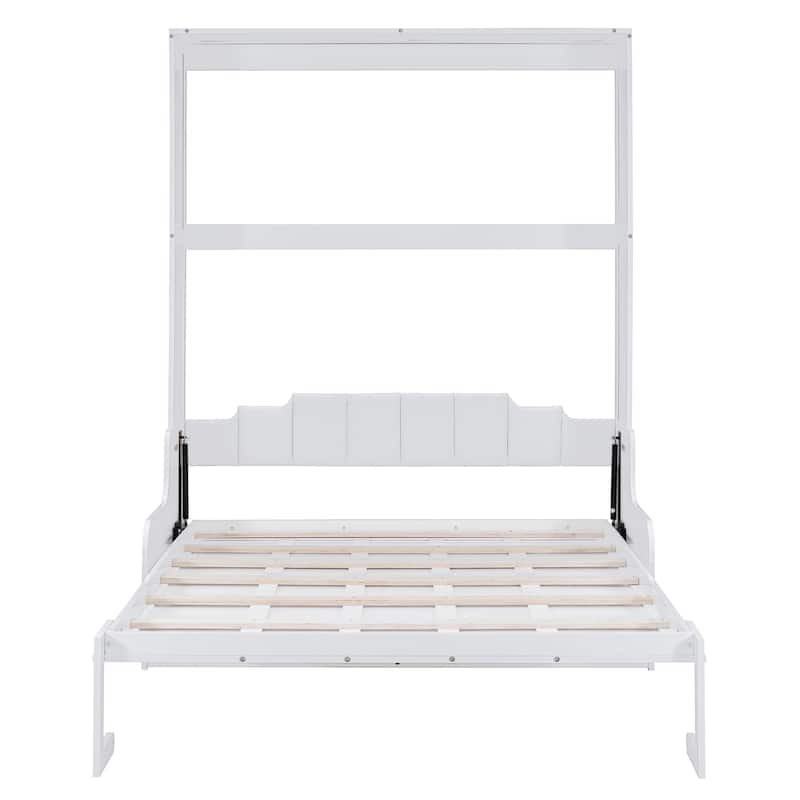White Modern Queen Murphy Bed with Cushion