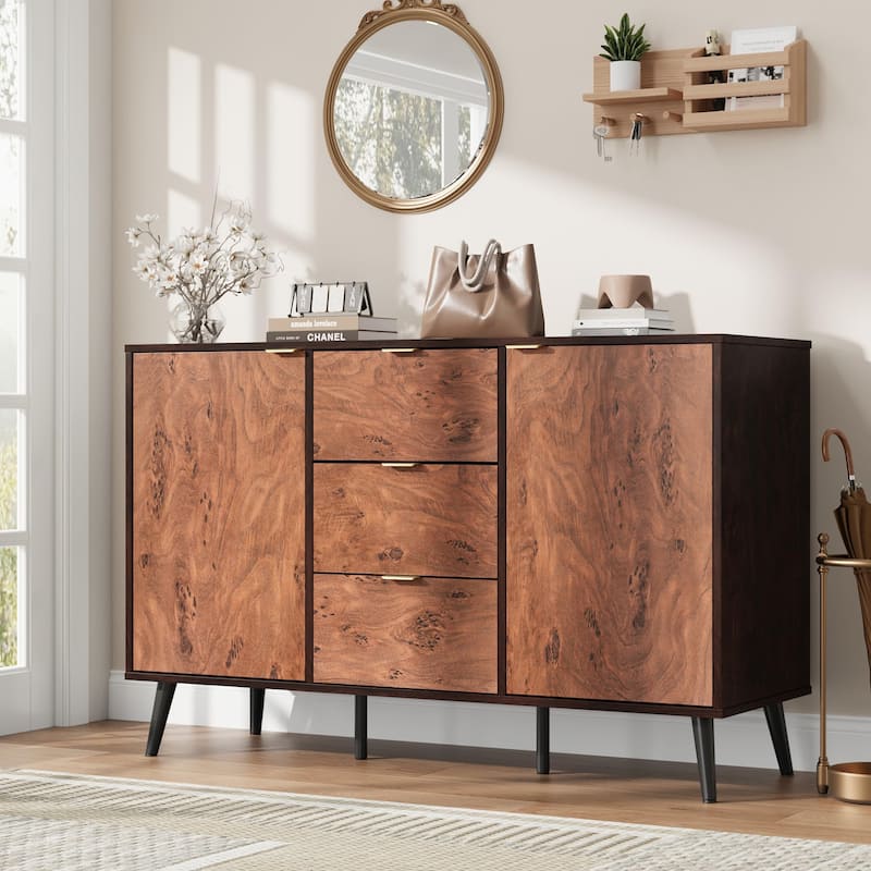 Buffet Cabinet with Drawers, 51.2'' Large Sideboard Buffet Credenza Storage Cabinet with Shelves and Doors