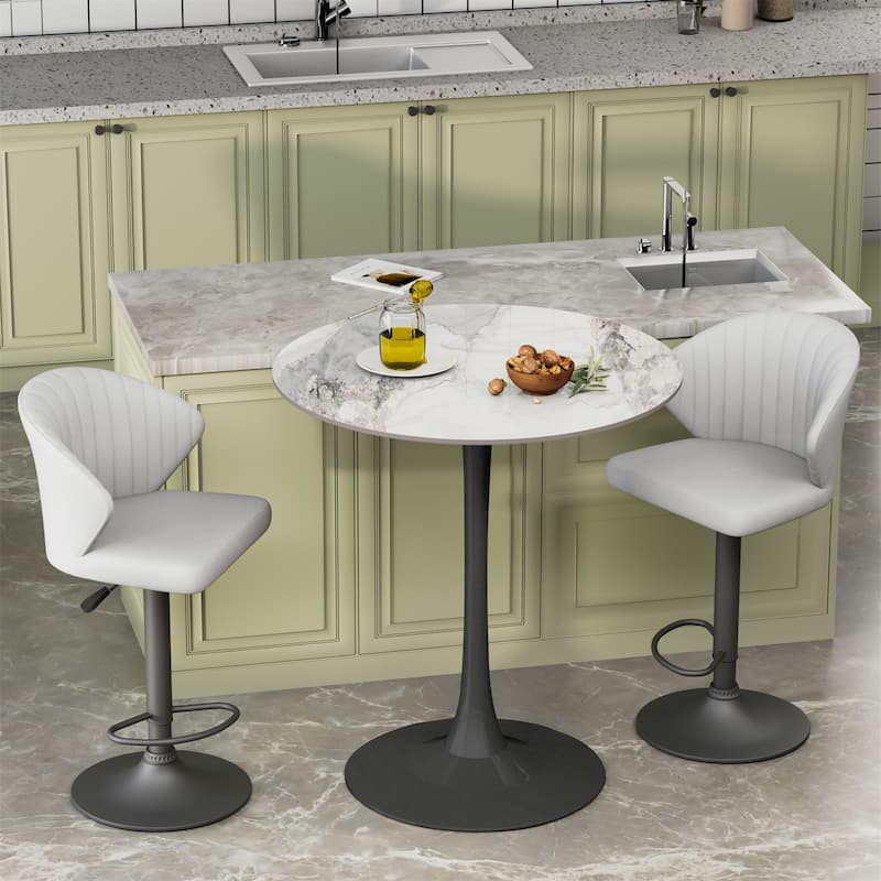 39.37" High Bar Table Round Cafe Bistro Pub Cocktail Kitchen Table Sintered Stone-top