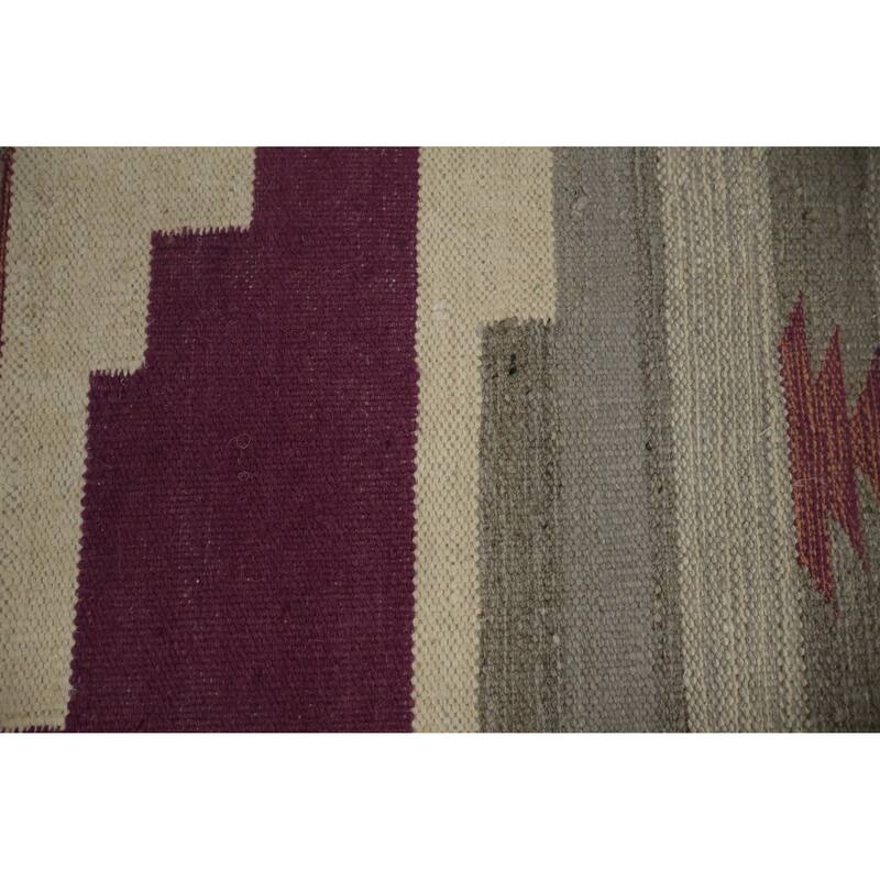 Hand Woven Oriental 100% Wool Carpet Southwestern Tribal Greys & Charcoal Kilim Area Rug - 13' 10'' X 9' 10''