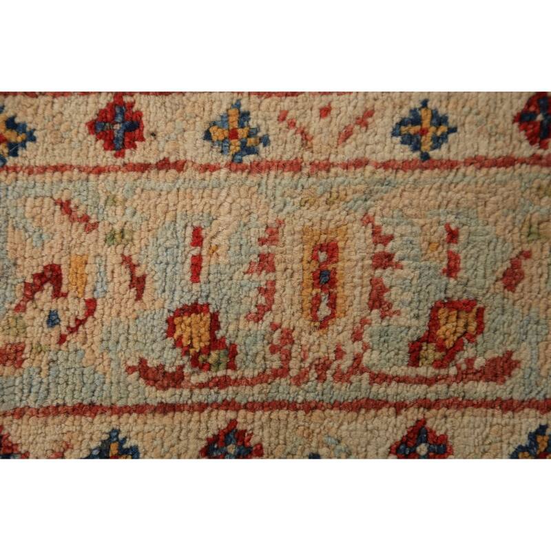 Geometric Heriz Serapi Vegetable Dye Accent Rug Handmade Wool Carpet - 3'0"x 4'10"