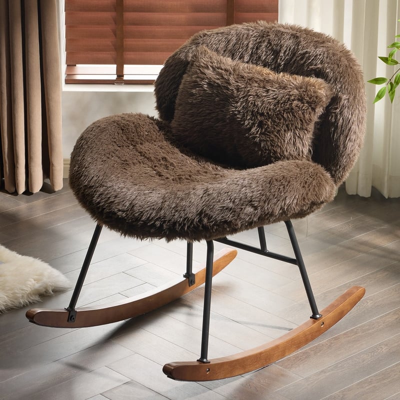 Cozy Rocking Leisure Chair - Velvet Brown