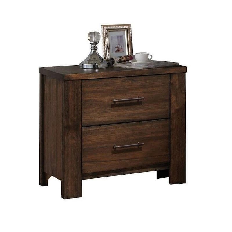 Transitional Assembled Nightstand, Wooden Nightstand with 2 Drawers