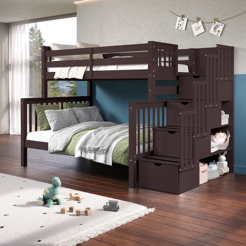 Taylor & Olive Trillium Twin over Full Stairway Bunk Bed