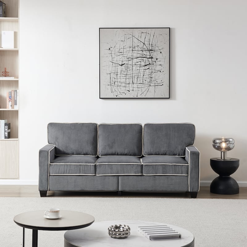 Aukfa Modern 3 Seater Sofa Couch with Storage - Dark Grey