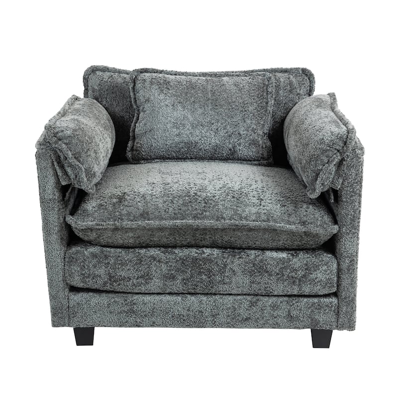 55x39" Oversized Boucle Single Sofa Bed with Ottoman Lounge Indoor Sofa