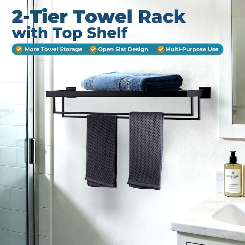WOWOW 2-Tier Stainless Steel Bath Towel Rack