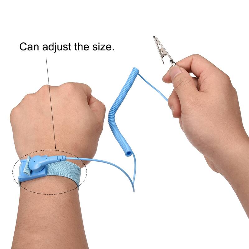 Anti Static Wrist Straps, Magnetic Tray Grounding Wire Alligator Clip Light Blue - 1.7m-1pcs