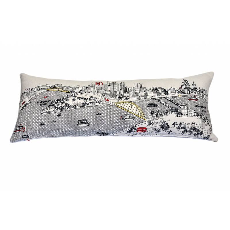 HomeRoots 35" White Pittsburgh Daylight Skyline Lumbar Decorative Pillow