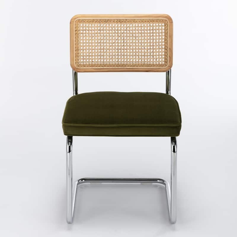 Latham Cane Back Velvet Side Chair (Set of 2) - Olive